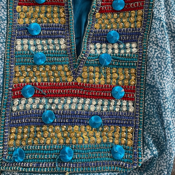 Elegant Blue and Red Maxi Dress - Picture 9 of 14